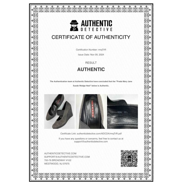 Prada‎ Linea Rossa Women's Dark Gray Mary Jane Suede Wedge Heels EU 37.5 /US 7 - Picture 11 of 17